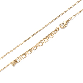 Honeyhandy Brass Ball Chain Necklaces, Long-Lasting Plated, Real 18K Gold Plated, 16.34 inch(41.5cm)