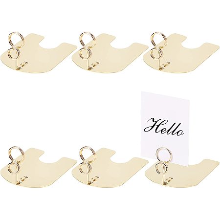 SUPERFINDINGS 6pcs Gold Place Card Holder Wedding Table Name Card Holder Table Picture Stands for Photos Price Tags Food Signs Place Cards Wedding Restaurants Party, 9.3x6.9x5.1cm