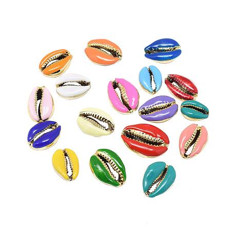 Arricraft 20pcs Mixed Color Electroplated Shell Beads with Enamel Natural Cowrie Seashells for Waikiki Hawaii Anklet Bracelet Craft Making Home Decoration Beach Party
