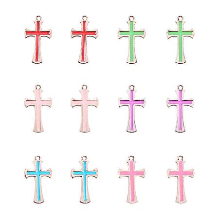 PandaHall Elite 48pcs 6 Color CCB Plastic Cross Enamel Charms Pendants Crucifix Beads Charms for Earring Necklace Rosary Beads Bracelet Jewelry Making