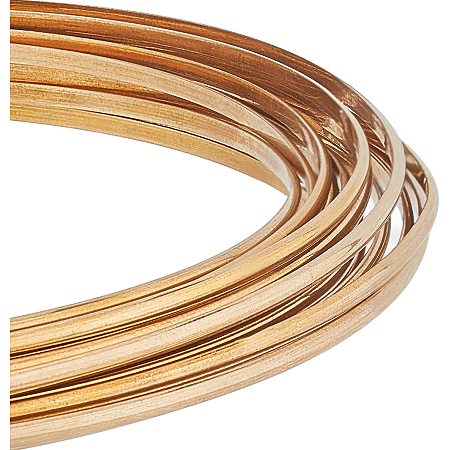 BENECREAT 18 Gauge 16.5 Feet Half Round Copper Wire 2mm Wide Yellow Brass Wire for Jewelry Beading Craft Work