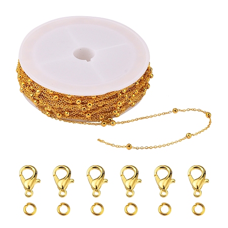 Honeyhandy DIY Chain Bracelet Necklace Making Kit, Including Brass Coated Iron Cable Chains, Brass Jump Rings, Alloy Clasps, Golden, Chains: 39.37 Feet(12m)/bag