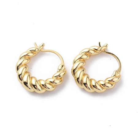 Honeyhandy Brass Twist Rope Shape Hoop Earrings for Women, Real 18K Gold Plated, 18.5x17.5x5.5mm, Pin: 0.8~1.5x0.7mm