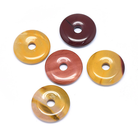 Honeyhandy Natural Mookaite Pendants, Donut/Pi Disc, Donut Width: 12mm, 30x5~7mm, Hole: 6mm