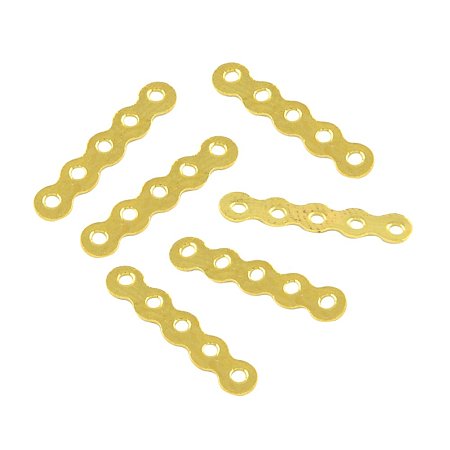 NBEADS 2000 Pcs 5-Hole Iron Spacer Bars, Golden, 17x3x0.5mm, Hole: 1mm