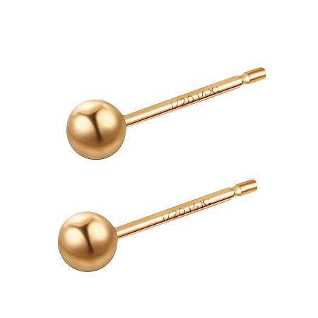 BENECREAT 6 PCS 14K Gold Filled Earring Studs Earring Posts Ball Studs for DIY Making Findings - 12x3mm