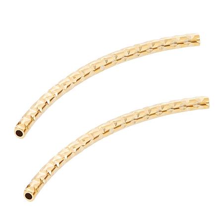 BENECREAT 30 PCS  Gold Plated Curved Tube Spacer Bead Finding for Bracelet Necklace Jewellery Making(25x1.3x0.8mm)