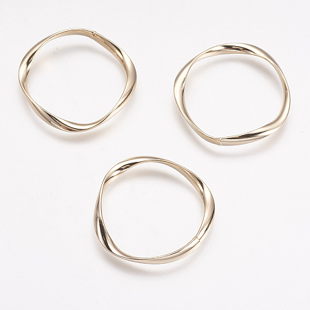 Honeyhandy Brass Linking Rings, Real 18K Gold Plated, Twisted Ring, 32.5x31x3mm