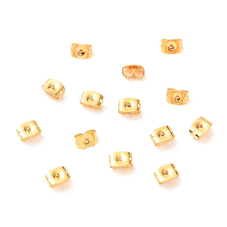 Honeyhandy Brass Ear Nuts, Long-Lasting Plated, Real 18K Gold Plated, 4.5x6x3mm, Hole: 0.9mm