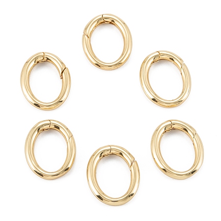 Honeyhandy Brass Spring Gate Rings, Long-Lasting Plated, Oval, Real 18K Gold Plated, 20x16x3mm