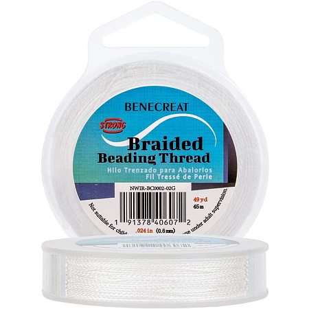 BENECREAT 0.6MM 150 Feet PE Braided Stretchy Beading Wire 4-Strand Abrasion Resistant Bead Cord for Necklace Bracelet Making, Hanging and Fishing Line