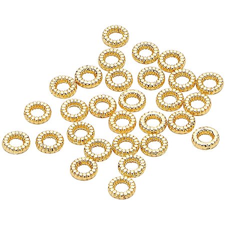 BENECREAT 100Pcs 18K Gold Plated Vintage Spacer Beads Flat Round Brass Spacer Beads for DIY Jewelry Making Findings and Craft Work, 4.8x1.3mm (Hole: 2mm)