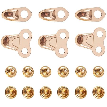 NBEADS 40 Sets Alloy Boot Lace Hooks, 2 Different Sizes Golden Shoe Lace Hooks with Rivets for Climbing Hiking Repairing and Outdoor Shoes