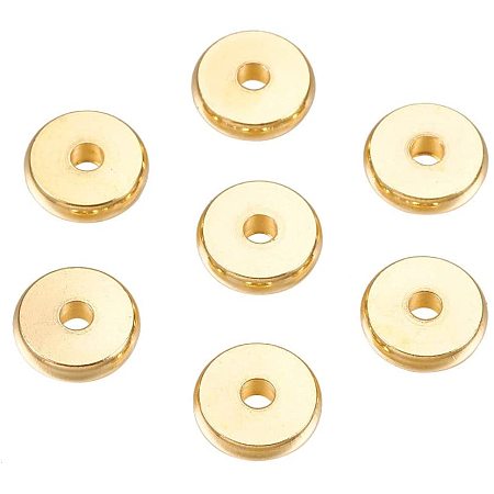 UNICRAFTALE 50pcs Stainless Steel Spacer Beads Flat Round Beads Golden Loose Charms for DIY Necklace Bracelet Jewelry Making 8x2mm, Hole 1.5mm