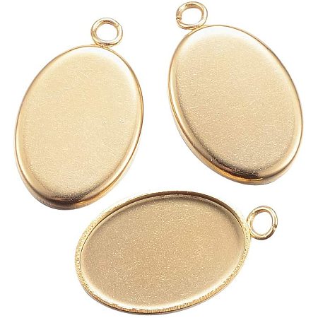 UNICRAFTALE About 100pcs 304 Stainless Steel Pendant Cabochon Settings Plain Edge Bezel Cups Oval Shaped Findings Mixed Color Charms for DIY Jewelry Making 22x14x1.5mm, Hole 1.5mm