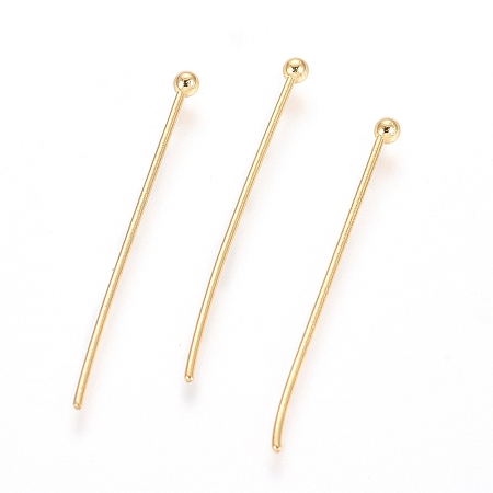 Honeyhandy 304 Stainless Steel Ball Head Pins, Real 24k Gold Plated, 25x0.8mm, 20 Gauge, Head: 2mm