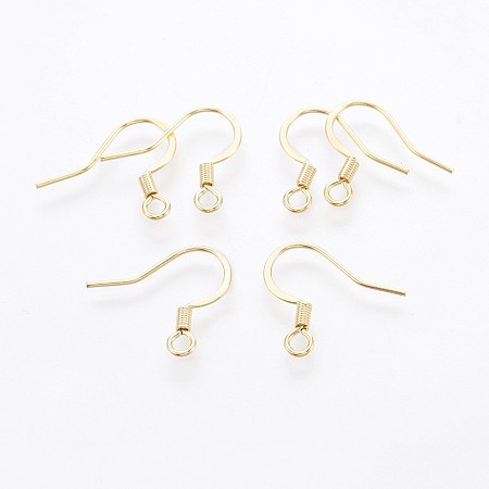 Honeyhandy 316 Surgical Stainless Steel French Earring Hooks, Flat Earring Hooks, Ear Wire, with Horizontal Loop, Golden, 15x16mm, Hole: 2mm
