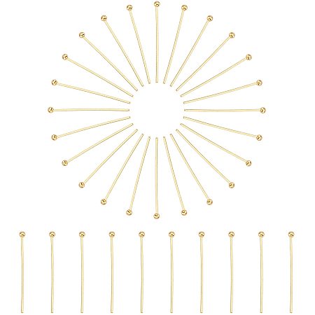 UNICRAFTALE 200pcs Stainless Steel Head Pins Ball Earring Pins Golden Jewelry Head Pins Components Earring Pins Head Pin for Jewelry Making 25x1.8mm