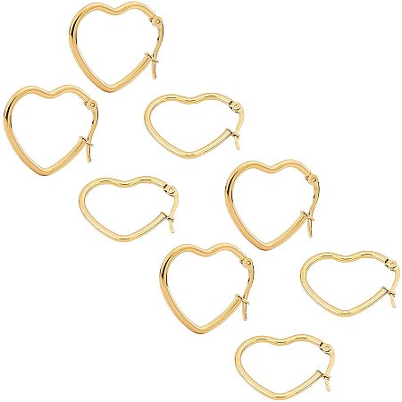 UNICRAFTALE About 36pcs Heart Hoop Earrings Golden Hypoallergenic Earring Hoops Stainless Steel Ear Wires Components 12 Gauge Huggie Earrings for Women Jewellery Making 29mm