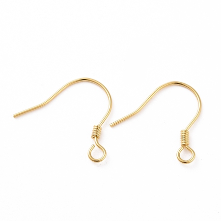 Honeyhandy 925 Sterling Silver Earring Hooks, with Horizontal Loops, Golden, 15.5x15.4mm, Hole: 1.5mm