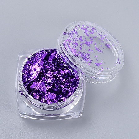 Honeyhandy Foil Flakes, DIY Gilding Flakes, for Epoxy Jewelry Accessories Filler, Blue Violet, Box: 2.9x1.6cm