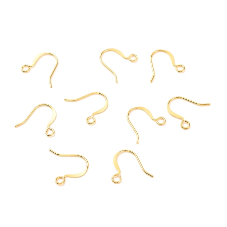 Honeyhandy Brass Earring Hooks, with Horizontal Loop, Long-Lasting Plated, Real 18K Gold Plated, 14x16x0.7mm, Hole: 2mm, Pin: 0.7mm