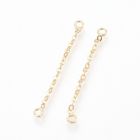 Honeyhandy Brass Chain Links connectors, Nickel Free, Real 18K Gold Plated, 35x3x1mm, Hole: 1.5mm