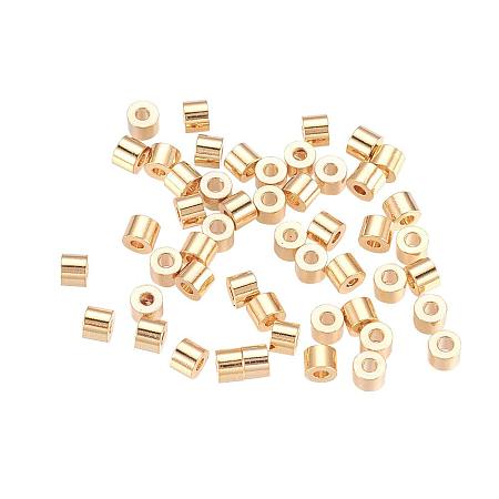 ARRICRAFT Brass Bead Spacers, Real Gold Plated, Column, 2.5x2mm, Hole: 1mm