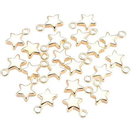 CHGCRAFT 20 Pcs Gold Plated Brass Charms Star Real 18K Gold Plated Pendants for Necklace Earrings Jewelry Making, 7mm Wide