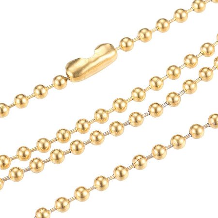Arricraft 1PC 2.5mm Golden Stainless Steel Chain Necklace Ball Chains with Connectors for Men Women Jewelry