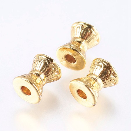 Honeyhandy Alloy Beads, Bicone, Real 18K Gold Plated, 7x6mm, Hole: 2mm
