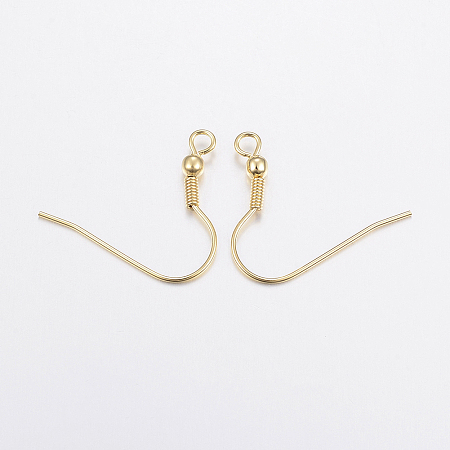 Honeyhandy 304 Stainless Steel Earring Hooks, Ear Wire, with Horizontal Loop, Golden, 20x23x3mm, Hole: 2mm, Pin: 0.8mm