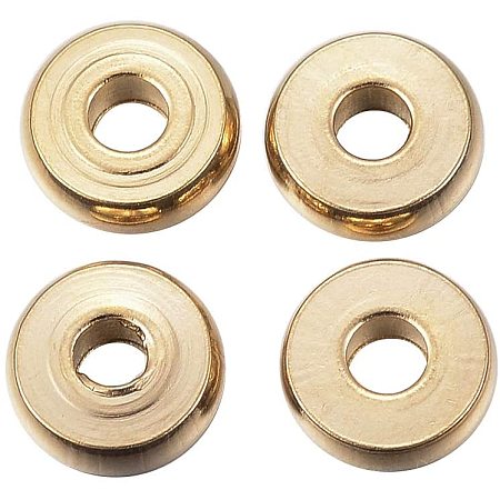 UNICRAFTABLE 10pcs 304 Stainless Steel Spacer Beads Smooth Donut Metal Spacer Beads Golden Loose Beads with 2mm Hole for DIY Necklace Bracelet Jewelry Making 6x1mm