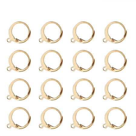 ARRICRAFT 304 Stainless Steel Leverback Earring Findings, with Loop, Golden, 14.5x12mm, Hole: 1.2mm, Pin: 0.8x1mm
