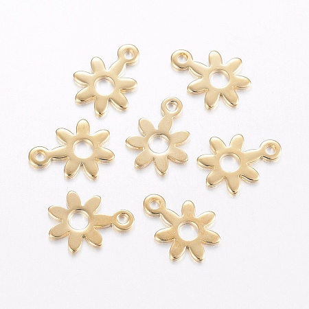 Honeyhandy 304 Stainless Steel Charms, Flower, Golden, 10.5x8x0.8mm, Hole: 1.2mm
