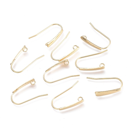 Honeyhandy 304 Stainless Steel Earring Hooks, with Horizontal Loop, Flat Ear Wire, Real 24K Gold Plated, 18.5x13.5x3.5mm, Hole: 1.5mm, Pin: 0.8mm