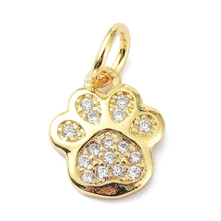 Honeyhandy Brass Micro Pave Cubic Zirconia Charms, with Jump Ring, Long-Lasting Plated, Lead Free & Cadmium Free, Footprint, Real 18K Gold Plated, 10x8.5x2mm
