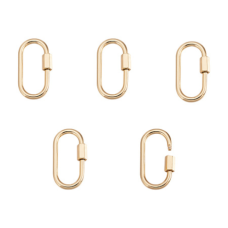 ARRICRAFT Brass Screw Carabiner Lock Charms, for Necklaces Making, Oval, Golden, 25x13x4mm, Screw: 6x4mm