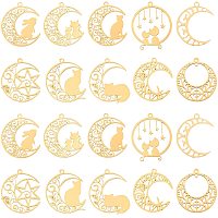 OLYCRAFT 40pcs Cat Moon Pendants Charms Jewelry Charms Bulk Gold Plated Heart Rabbit Star Charms Pendants DIY for Earrings Necklace Bracelet Jewelry Making and Crafting