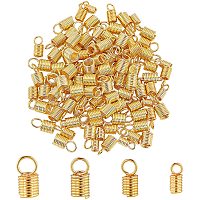 UNICRAFTALE About 120pcs 4 Sizes Golden Coil Cord Ends Stainless Steel Column Ends Caps Leather Cord Ends Bead End Caps for Leather Cord Bracelets Jewelry Making
