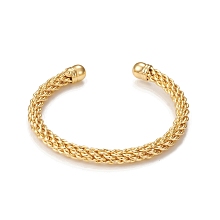 Honeyhandy Classic Rack Plating Brass Cuff Bangle, Long-Lasting Plated Mesh Chains Bangles, Cadmium Free & Lead Free, Real 18K Gold Plated, Inner Diameter: 2-1/8 inch(5.5cm)