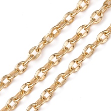 Honeyhandy Oval Oxidation Aluminum Coffee Bean Chains, Unwelded, Golden, Link: 10x7x2mm, about 30 yards/roll