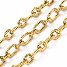 Honeyhandy 304 Stainless Steel Oval Link Chains, Soldered, with Spool, Real 18K Gold Plated, Big: 7x4x1mm, Small: 5x4x1mm, 10m/roll