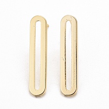 Honeyhandy Brass Long Oval Stud Earrings, Minimalist Geometry Earrings for Women, Cadmium Free & Lead Free, Real 14K Gold Plated, 30x6x1mm, Pin: 0.8mm