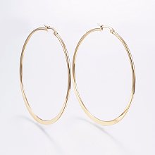 Honeyhandy 304 Stainless Steel Big Hoop Earrings, Hypoallergenic Earrings, Flat Ring Shape, Golden, 12 Gauge, 69~71x2mm, Pin: 0.7x1mm