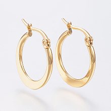 Honeyhandy 304 Stainless Steel Hoop Earrings, Hypoallergenic Earrings, Flat Ring Shape, Golden, 19~21x2mm, Pin: 0.7x1mm