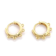 Honeyhandy Brass Huggie Hoop Earring Findings, with Horizontal Loop, Long-Lasting Plated, Real 18K Gold Plated, 15x17x2mm, Hole: 1mm, Pin: 1mm