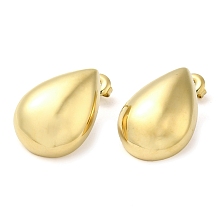 Honeyhandy Ion Plating(IP) 304 Stainless Steel Teardrop Stud Earrings, Real 14K Gold Plated, 25x18mm