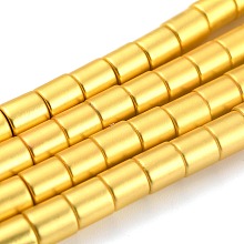 Honeyhandy Non-magnetic Synthetic Hematite Beads Strands, Galvanic Plating(Color Retention for 1 Year), Column, Golden Plated, 6x6mm, Hole: 1mm, about 66pcs/strand, 15.91 inch(40.4cm)