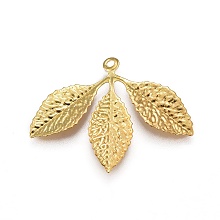 Honeyhandy Iron Pendants, Leaf, Golden, 22.7x32x0.5mm, Hole: 1.2mm